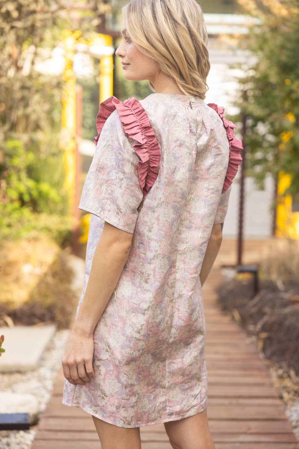 VOY - Venta al por mayor Vestido - Mujer - 34882 Vestido de Volantes con Contraste de Jacquard Metálico13