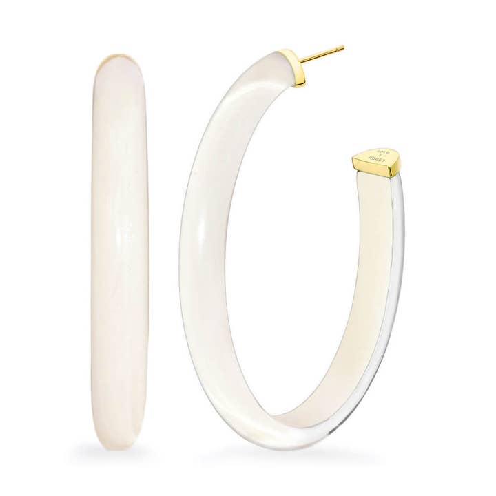 2.75" XL elfenben ovala illusion Hoops i naken för wholesale av Gold & Honey
