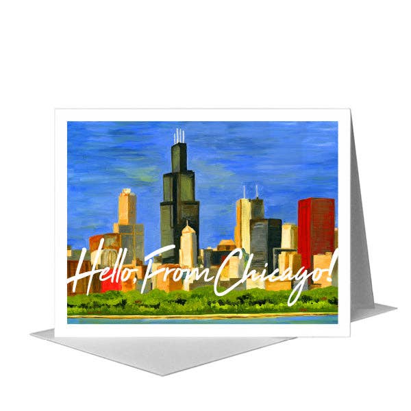 Chicago Skyline, Greeting Card (#7196F) for wholesale by Printed Canvas