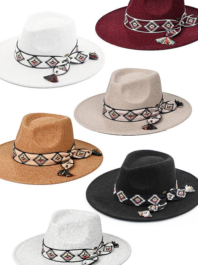 C.C Aztec Trim Band Vegan Felt Panama for wholesale by Hana