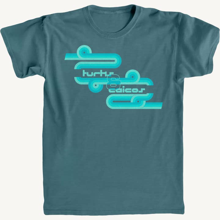 Turks and Caicos Retro Water Stripes Premium Tee for wholesale by Salt Water Colours