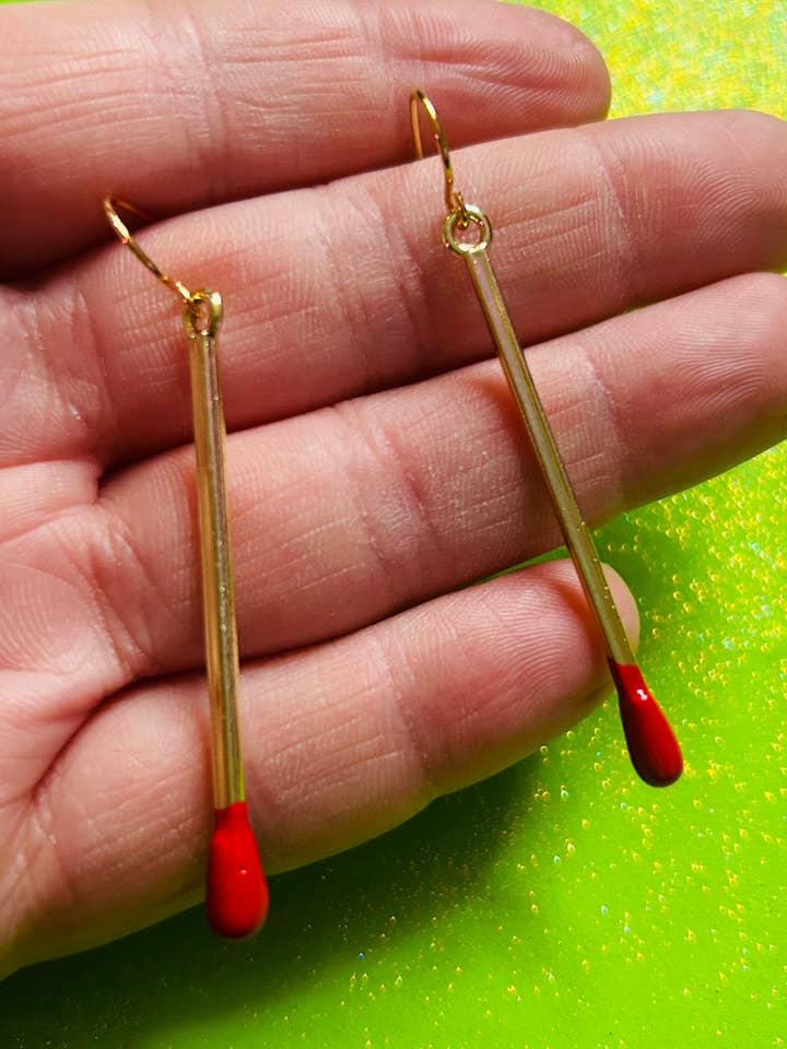 Gold Matchstick Earrings Gold Earrings Gold Jewelry Ring for wholesale by Alien Bratz