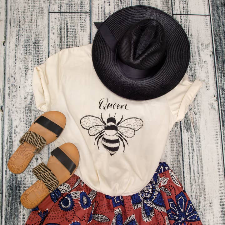 Col House Designs - Wholesale Screen Printed T-Shirt - Women's - Queen Bee T-Shirt, Heather Natural, XXL