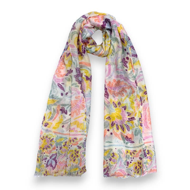 Summer Leaves Print Scarf for wholesale by Lili Scarves (US Duty Free)