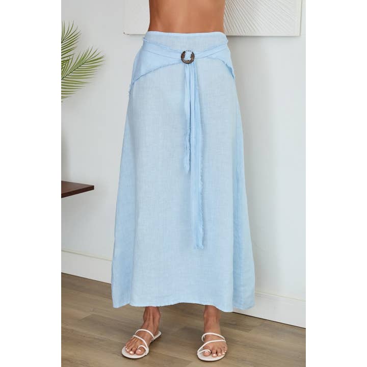 WICKELGÜRTEL-BINDUNG LEINEN MAXIROCK (16-04) für den Großhandel von VENTI6