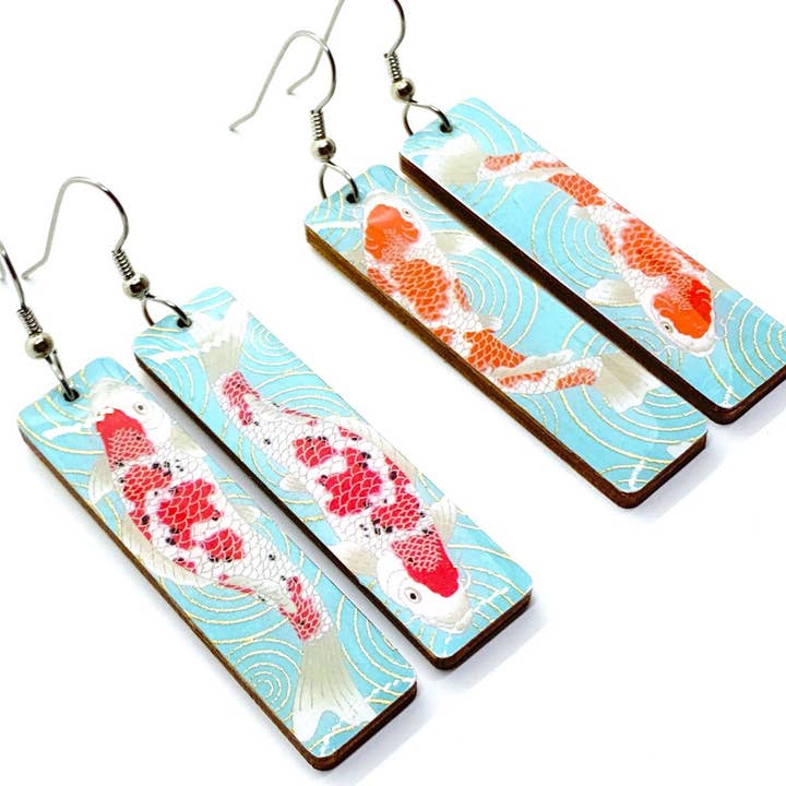Kingyo Koi Fish Long Earrings for wholesale by Prettykiku