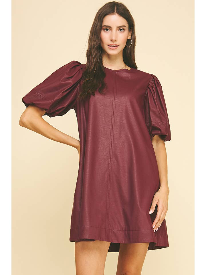 PINCH - Wholesale Dress - Women's - PU LEATHER TUNIC DRESS - 6514D7