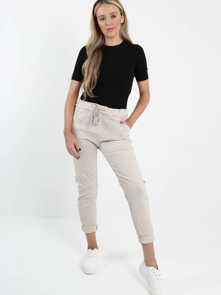 Miss Bold - Wholesale Pants - Women's - Italian Women's Plain Magic Pants Plus Size