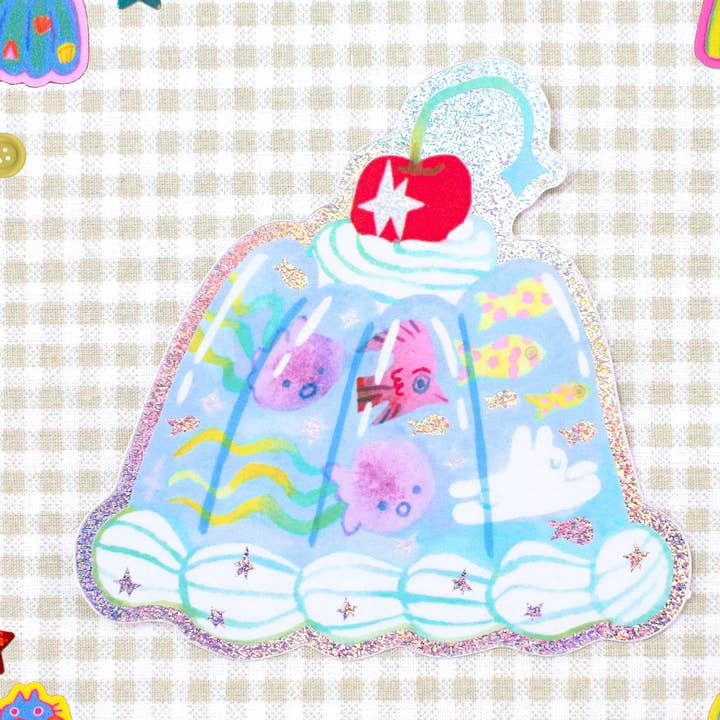 Autocollant en vinyle pailleté 'Ocean Jelly' pour la vente par Odd Rabbits