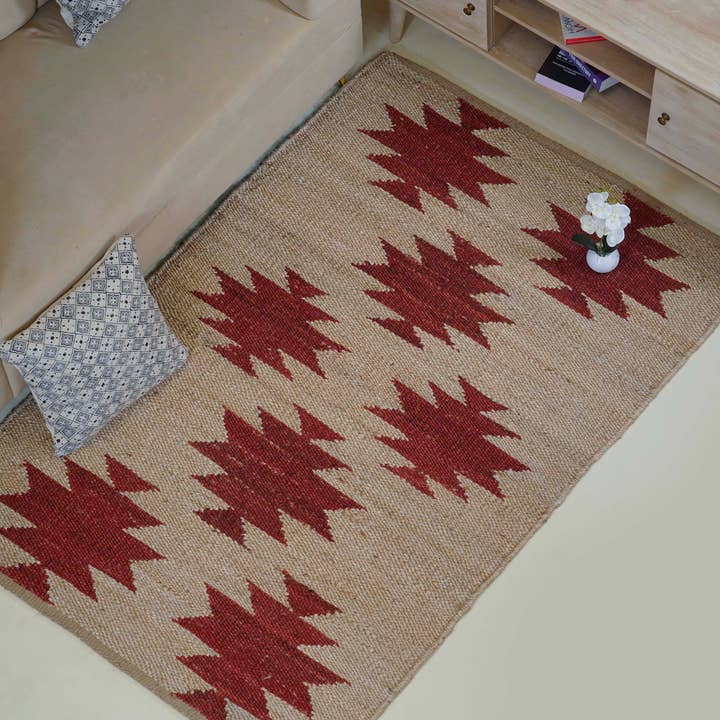 Chouhan Rugs - Wholesale Area rug - Indian Natural Hemp Jute Rug Red Design Rug For Living Home2