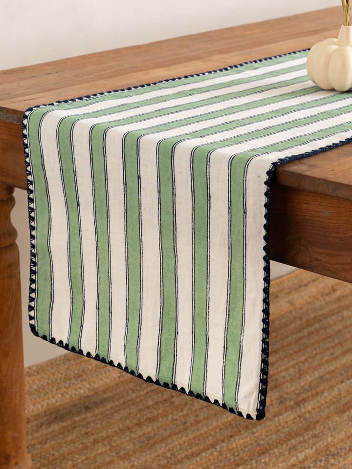 Linen Heritage Stripe Table Runner for wholesale by Live Linen