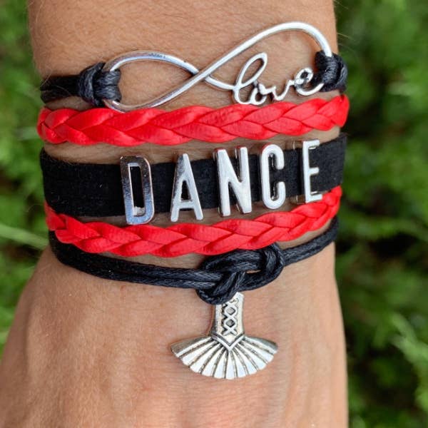 Dance Red and Black Charm Bracelet- Pick Charm for wholesale by Sportybella