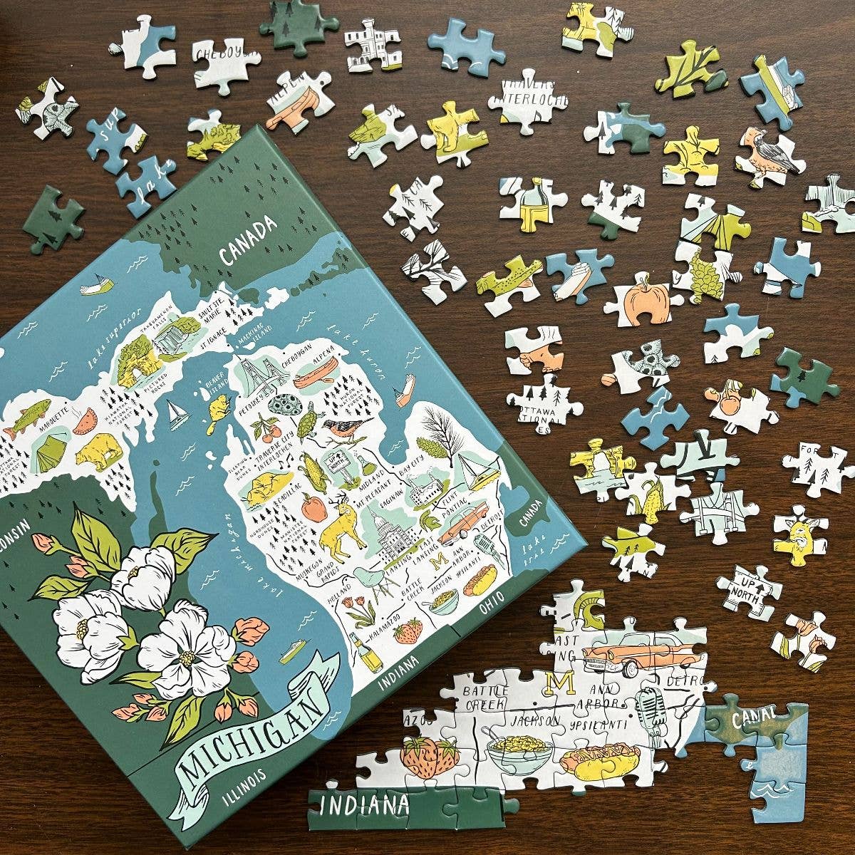 City Bird – Puzzle - Adulto por atacado – Puzzle ilustrado do mapa de Michigan1