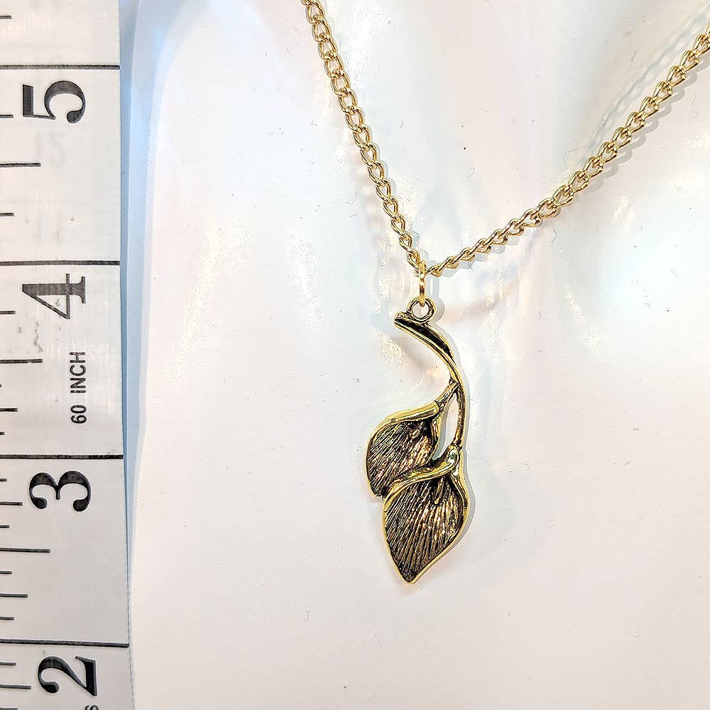 Stylish Jewelry Supply - Wholesale Pendant/Charm Necklace - Gold Double Calla Lily Drop Flowers Necklace4
