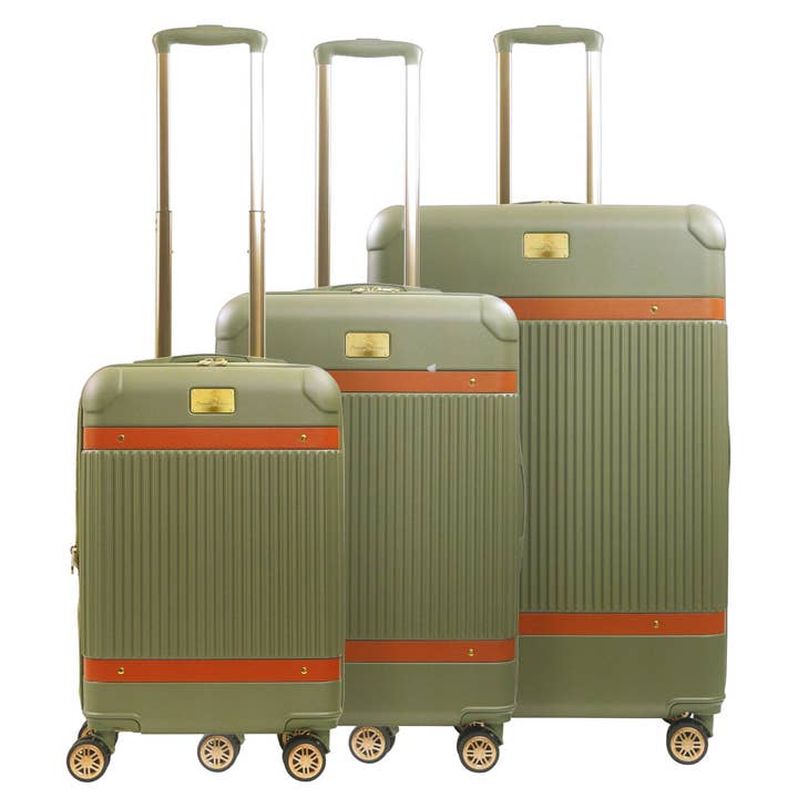 FUL Luggage (Concept One) - Wholesale Luggage - Tommy Bahama 3-Piece Green Hard-Sided Luggage Set stripes