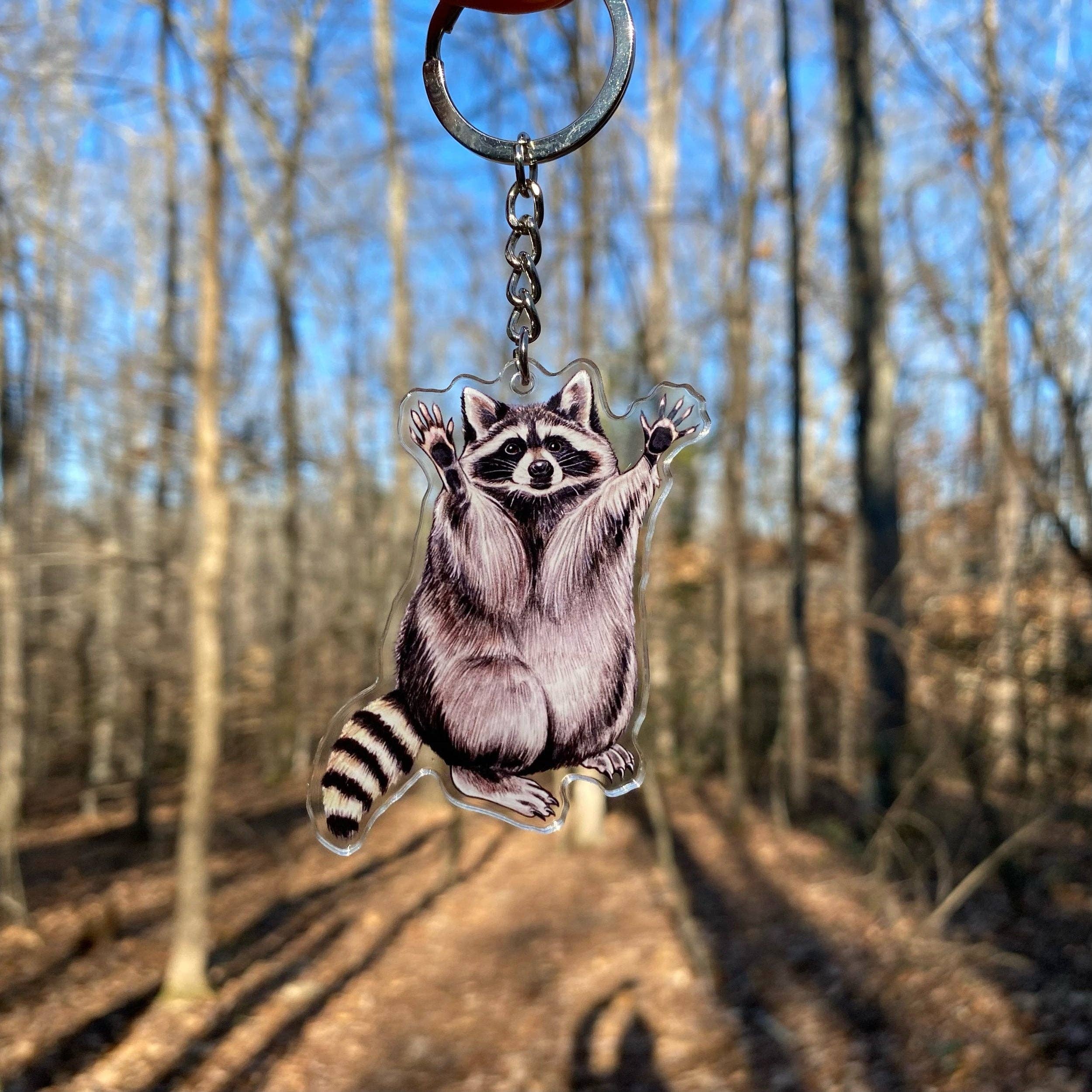 Allison Stoiser Art - Wholesale Keychain - Unisex - Raccoon Double-Sided Acrylic Keychain1
