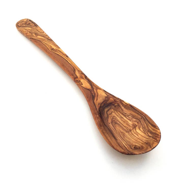 medina mood - Wholesale Kitchen Spoon - Hamburg cooking spoon with wide curved handle made of olive wood5