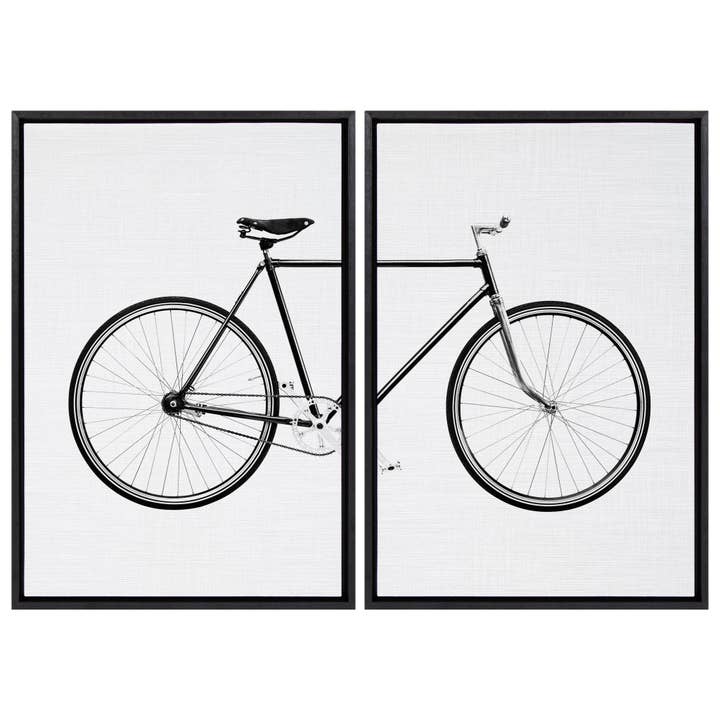 Sylvie Bicycle Framed Canvas by Simon Te of Tai Prints for wholesale by Kate and Laurel