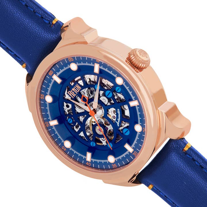 Reign - Wholesale Wrist Watch - Men's - Reign Weston Automatic Leather-Band Skeleton Watch9