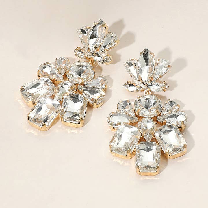 Stone Cluster Dangle Evening Earrings for wholesale by Sensibling Corp.