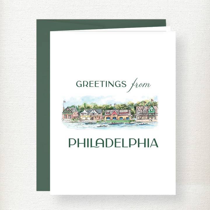 Philadelphia Boathouse Row Greeting Card for wholesale by Kramer Drive