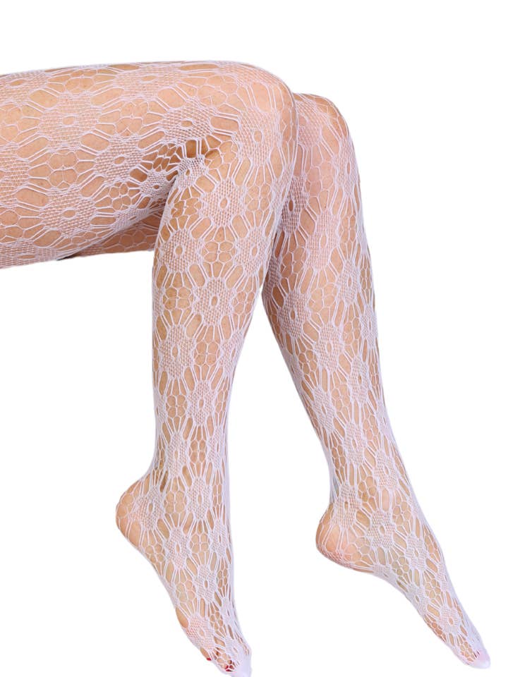 GLORIA Weiße Strumpfhose mit Netzmuster für schickes, modisches Flair für den Großhandel von Sokisahtel I BestSockDrawer