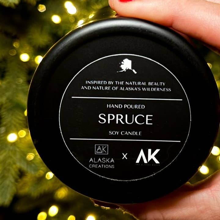12oz AK Spruce Soy Candle for wholesale by Alaska Creations