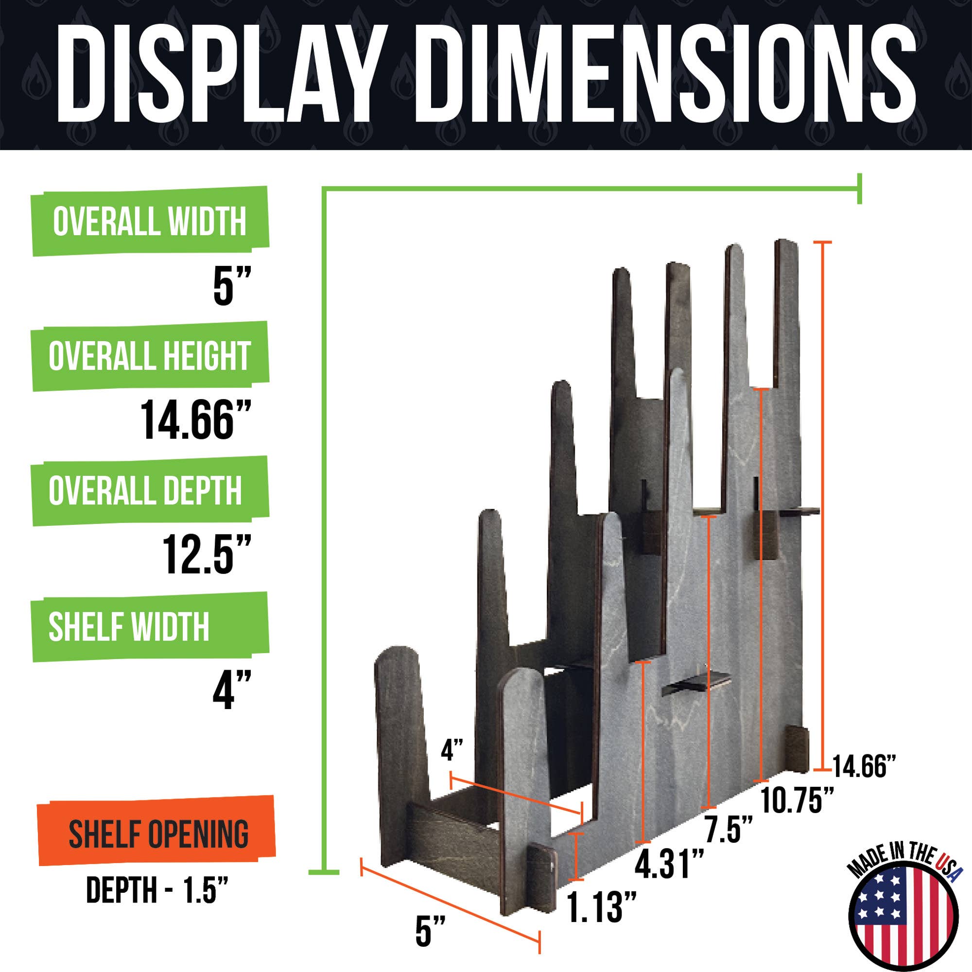 Torched Displays – Großhandel Verkaufsdisplay-Ständer/-Gehäuse – Multifunktionaler 3-stufiger Holzständer für Kunstdrucke, Bücher & Schallplatten – Klein2