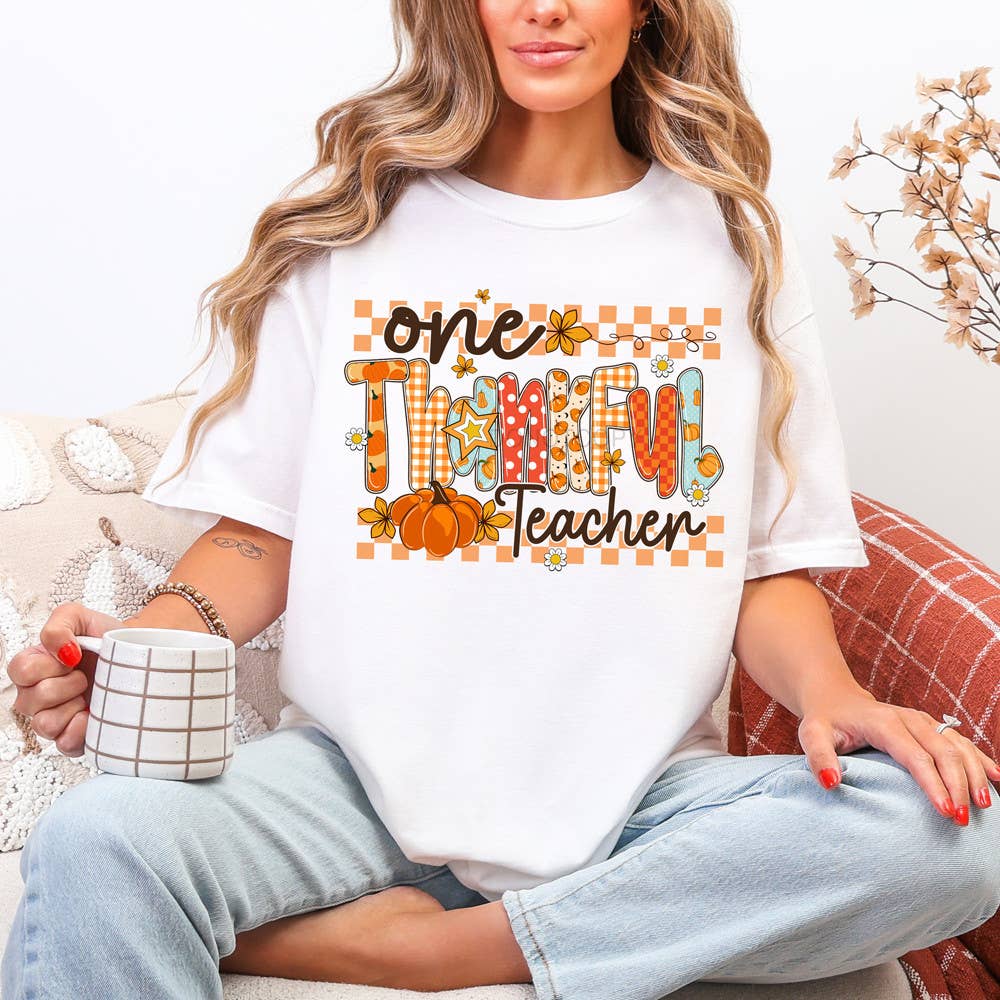 Trendy Transfers - Wholesale Sublimation Transfer - Retro One Thankful Teacher DTF Heat Transfer0
