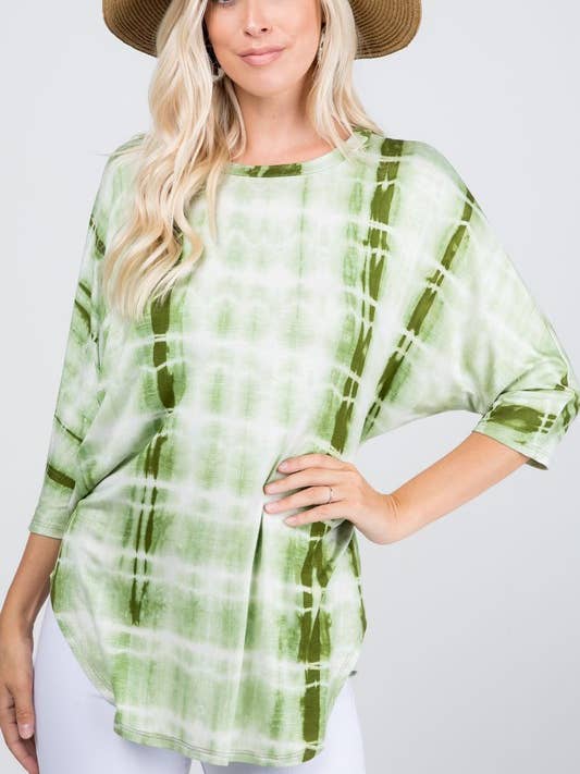 Top a maniche dolman tie-dye - Taglie forti per la vendita all'ingrosso da parte di Rose Mellow Fashion