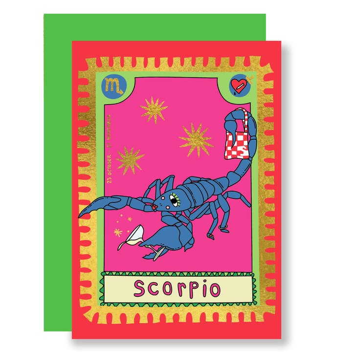 Zodiac- Scorpio - gold foil (NEW) for wholesale by Eat the Moon | Greeting cards and stationery