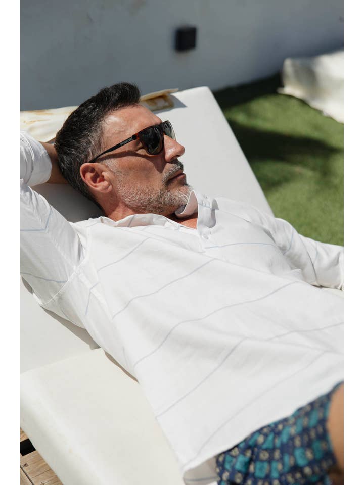 Custi Mikelo: Made in Spain - Wholesale Shirt - Men's - Blue Striped T-shirt | Palermo2