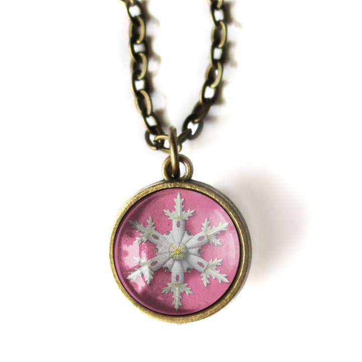 Collar Colgante Reversible Copo de Nieve de Navidad Rosa para venta al por mayor de The Divine Iguana