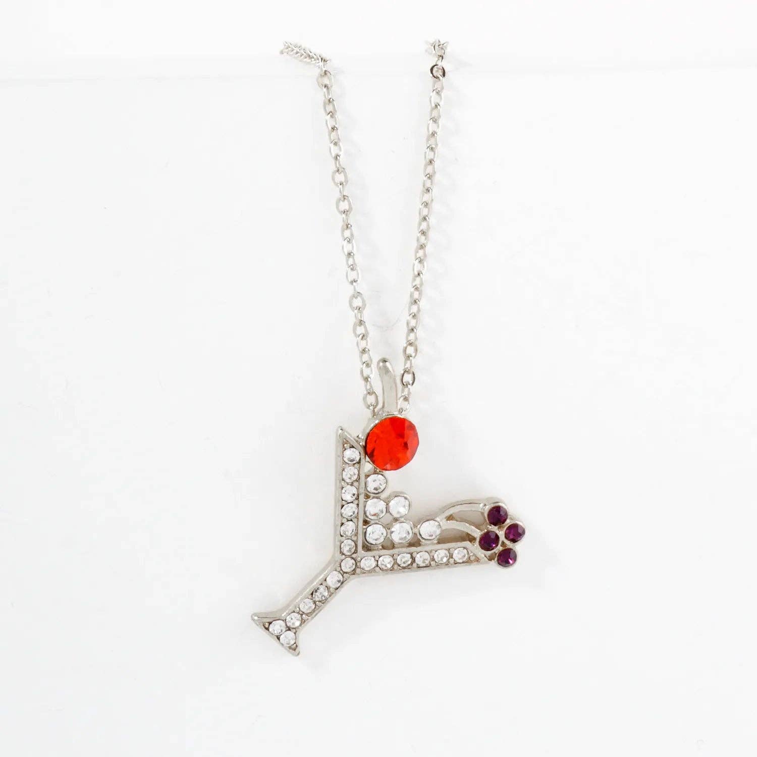 Wild Honey - Wholesale Pendant/Charm Necklace - Crystal-Pave Martini Glass Pendant Necklace4