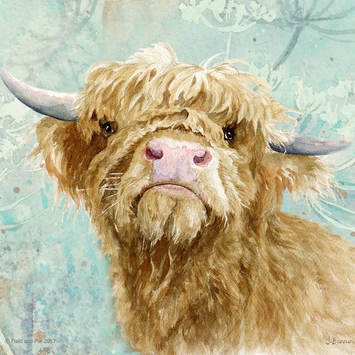 Tábua de corte de vidro, Donald, Highland Cow por atacado de Field and Fur Gifts