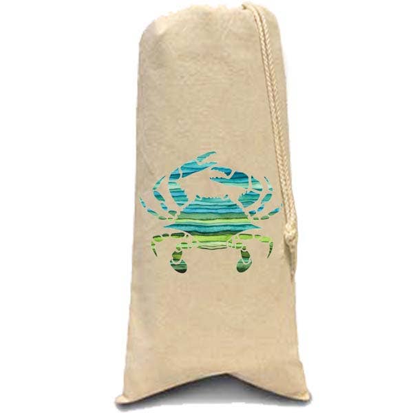 B McVan Designs - Wholesale Wine Gift Bag - Striped Crab Wine Bag