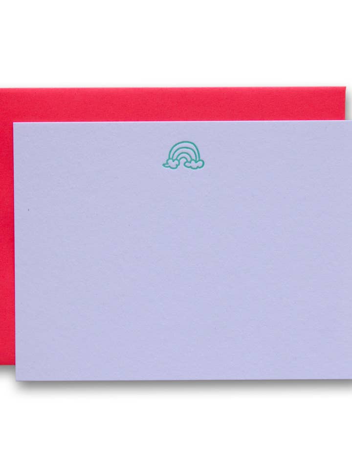 Rainbows Boxed Set of 6 Letterpress Cards for wholesale by Ladyfingers Letterpress