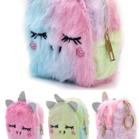 Z-D2.1 KY1154-003 Fluffig nyckelringsplånbok enhörning för wholesale av Menga Trading