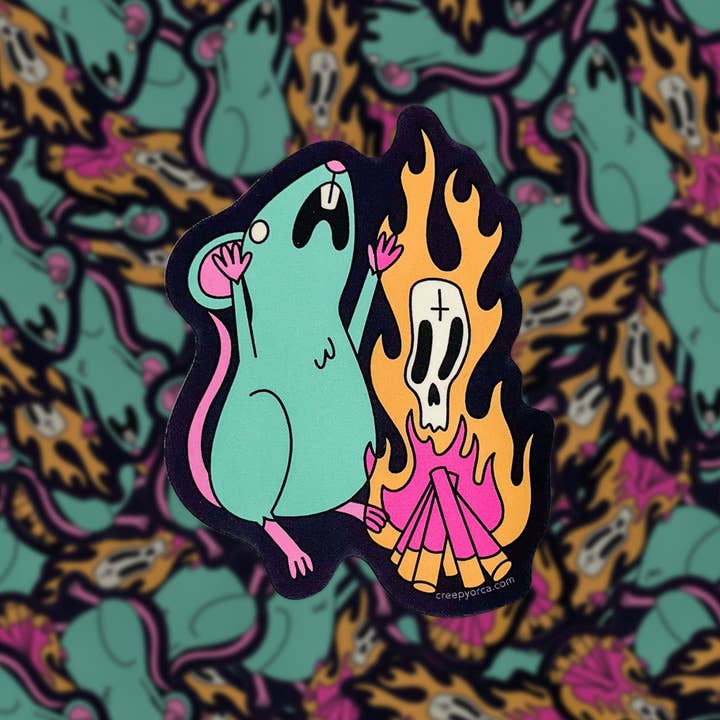 Creepy Orca Supply Company - Wholesale Sticker - Dance of the Demon Rat Occult Critter Sticker2