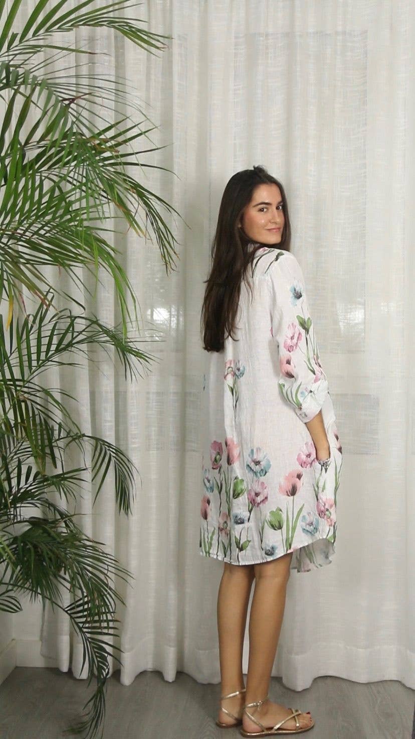 Linen & More - Wholesale Button Down Shirt - Women's - REF 202725 PRINTED DRESS7