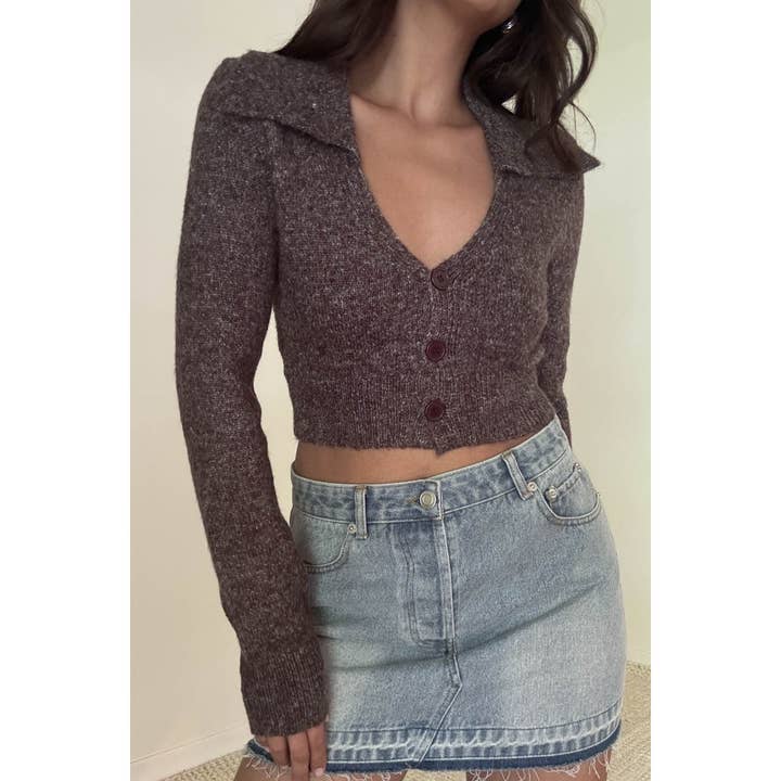 COLLAR KNIT CROP TOP for wholesale by Salty