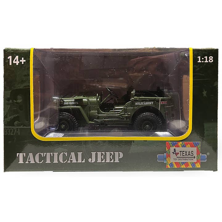 Texas Toy Distribution - Wholesale Toy Car/Truck - Kids - Tactical Jeep 7" Die-Cast Model in Window Box 1:18 Scale