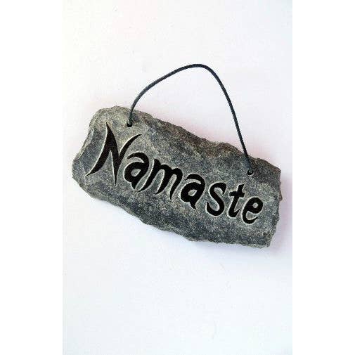 Ganesh Himal Trading - Vente Pancarte - Ardoise sculptée à la main, Namaste