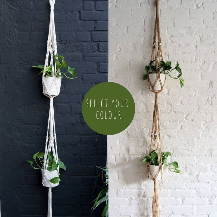Macramé Double Plant Hanger for wholesale by M&V