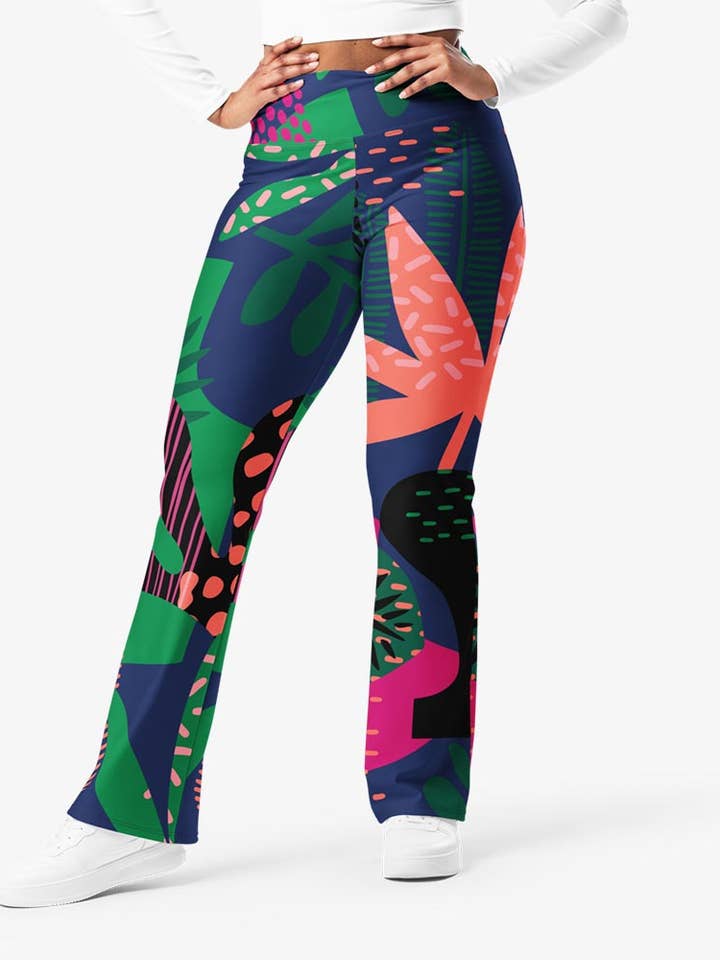 Recycled Flare leggings "Floral Funk" (Blue, Green, Coral) and other Purchase Wholesale funk plus. Free Returns & Net 60 Terms on Faire trending on Faire.