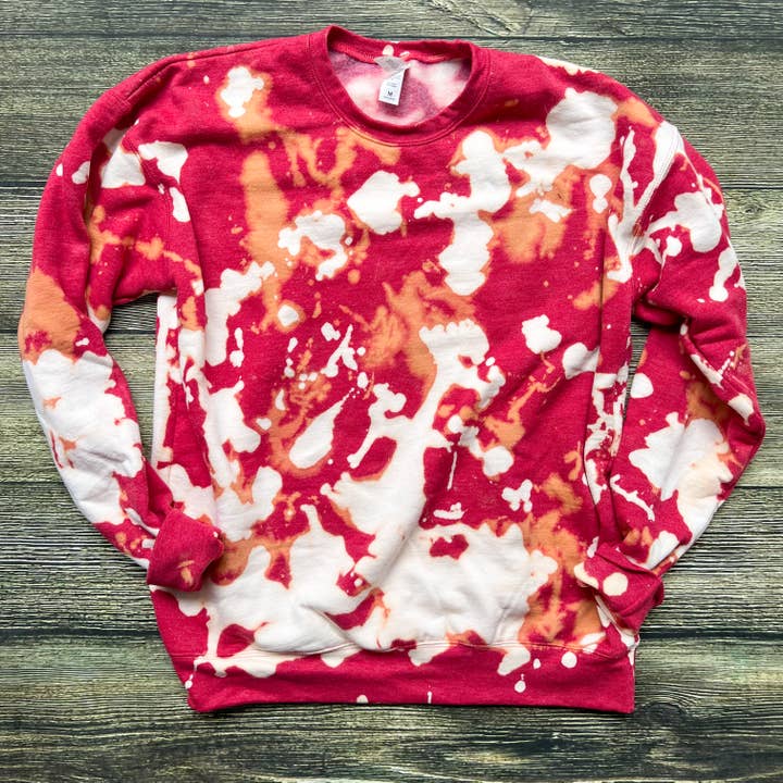 Mama Pop Apparel - Wholesale Sweatshirt - Women's - Red Cowhide Bleached Sweatshirt
