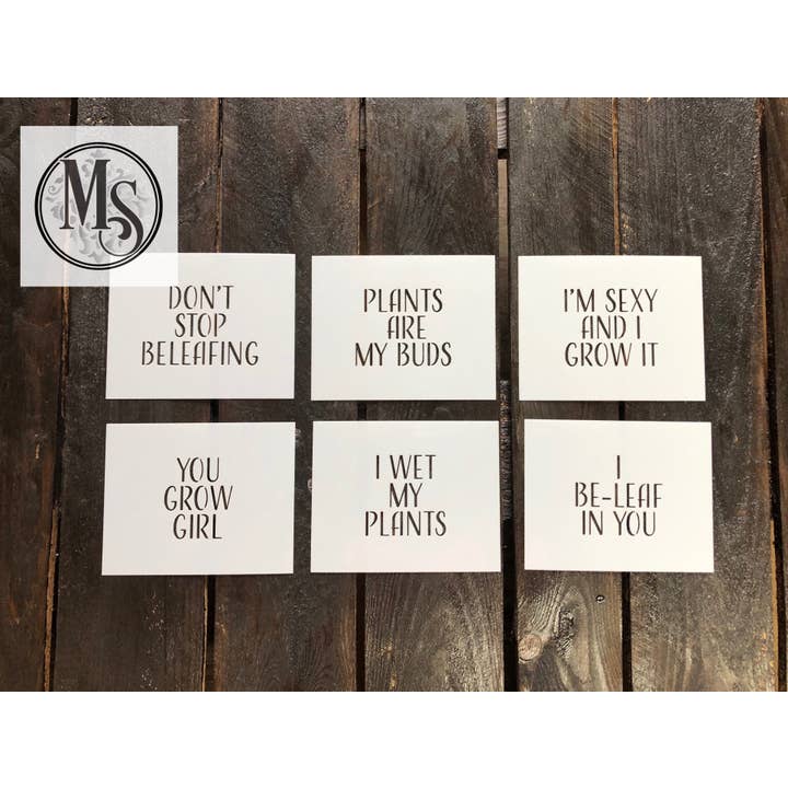 Plant Puns Stencil for wholesale by Muddaritaville Studio