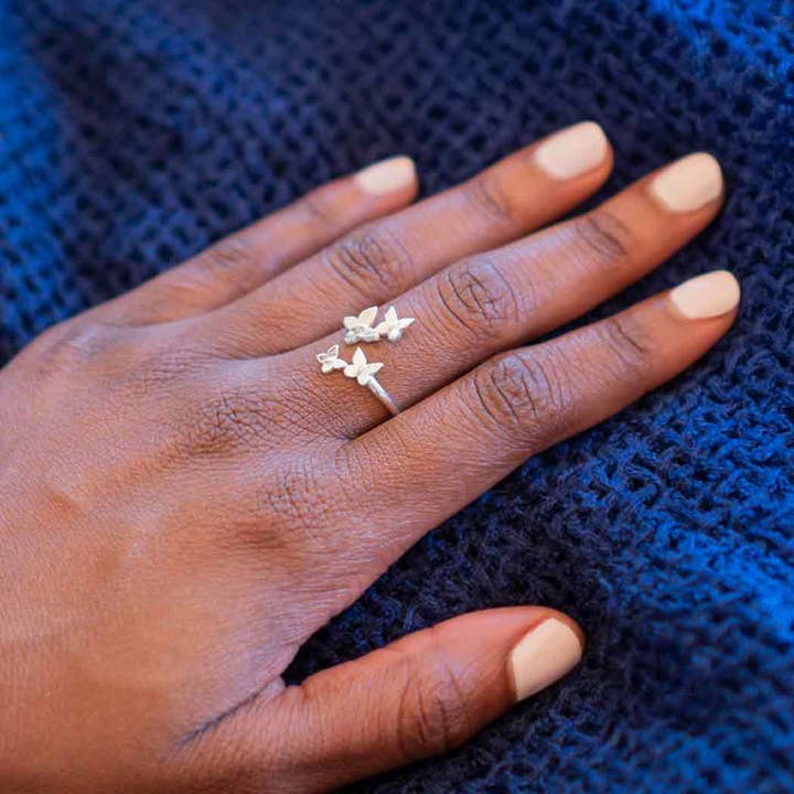 Nina Designs - Wholesale Cocktail/Statement Ring - Sterling Silver or Bronze Adjustable Butterfly Cluster Ring