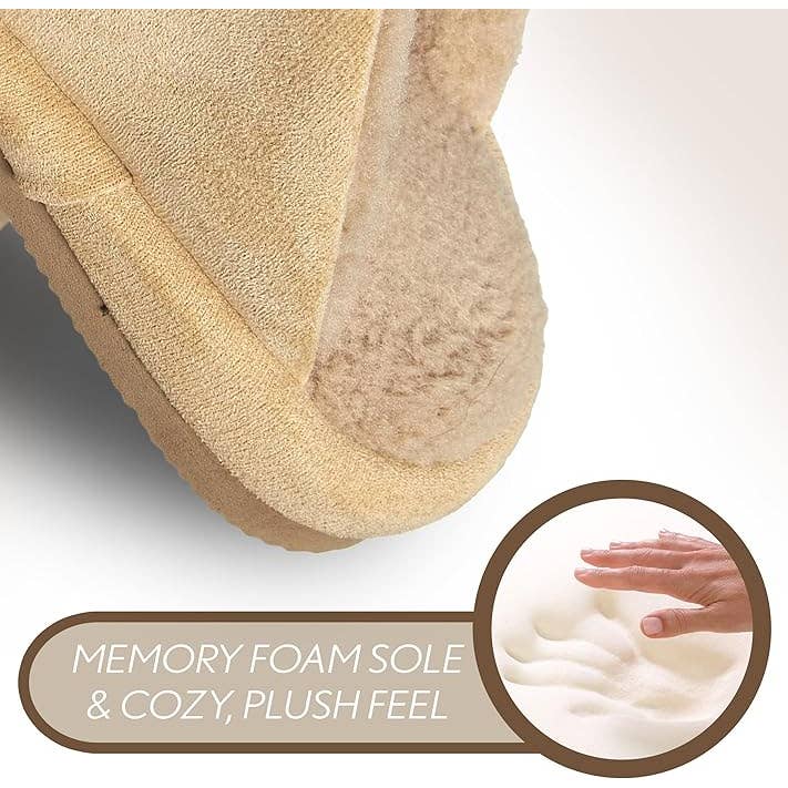 Funky Junque - Wholesale Slippers - Women's - Plush Slippers - Oversized Bow - Dark Beige