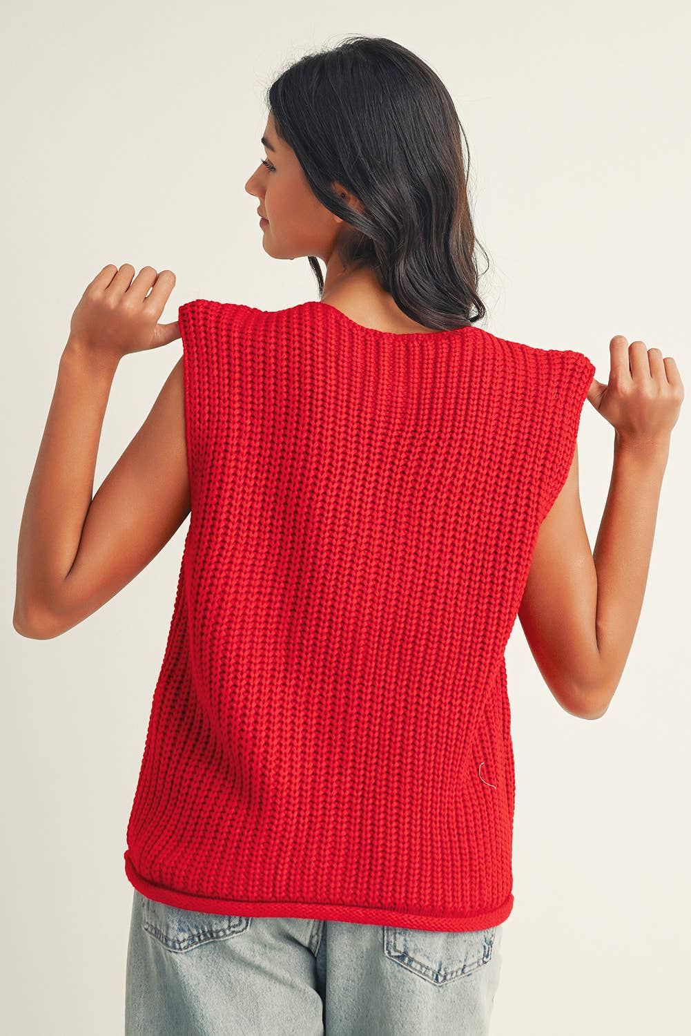 Little Daisy Closet - Wholesale Outerwear Vest - Women's - LDC Solid Textured Knit Side Pockets Buttoned Sweater Vest7